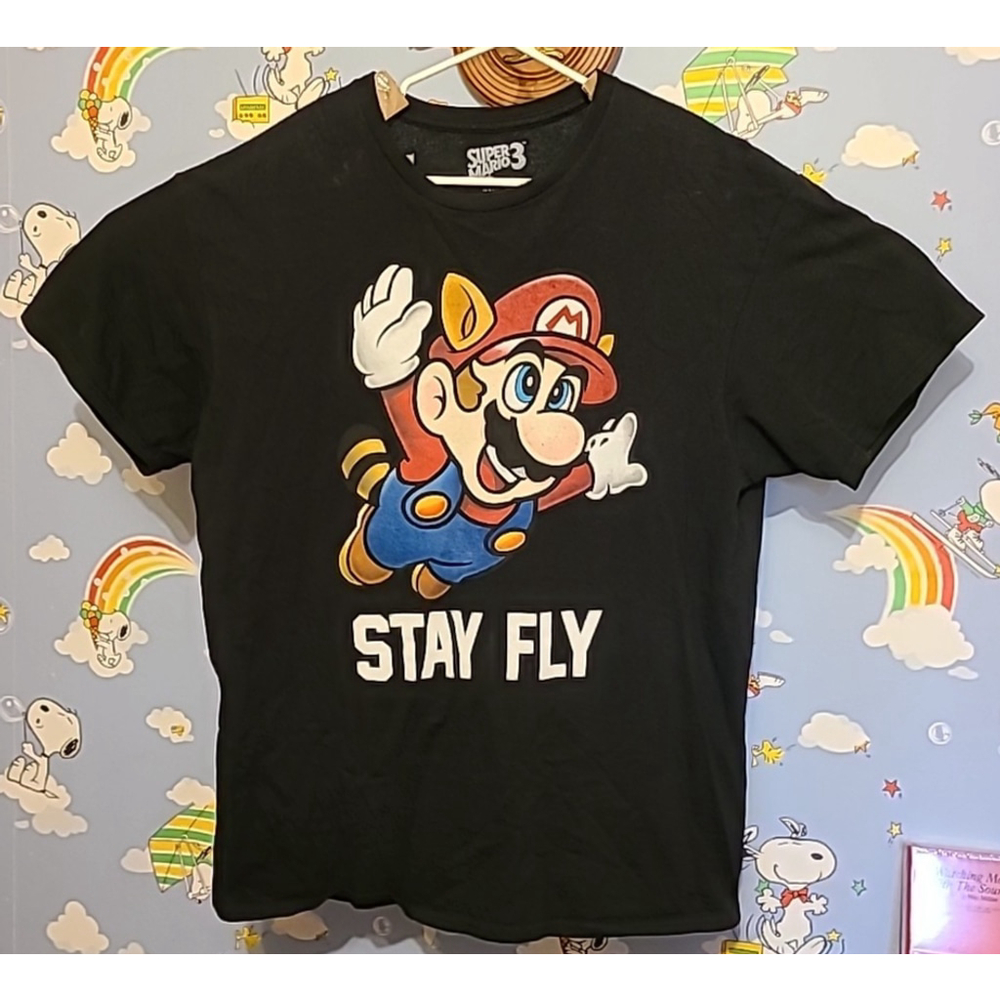 Super Mario Bros. 3 Stay Fly Adult Size Large Black Official Nintendo 2019